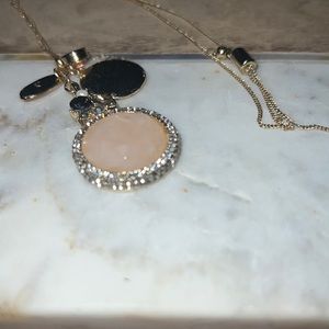 Gold Necklace with Peach Stone